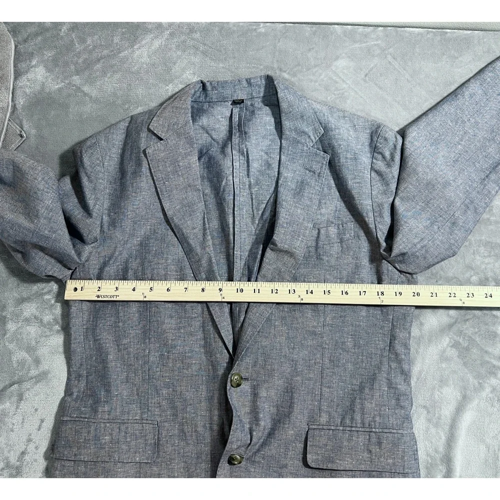 J Crew Ludlow Unstructured Blazer Mens 40S Short Linen Blue Suit Jacket Somelos